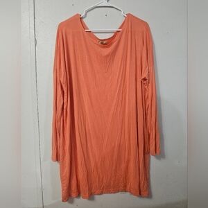 Piko Coral Long Sleeve Mini Dress/tunic Top!